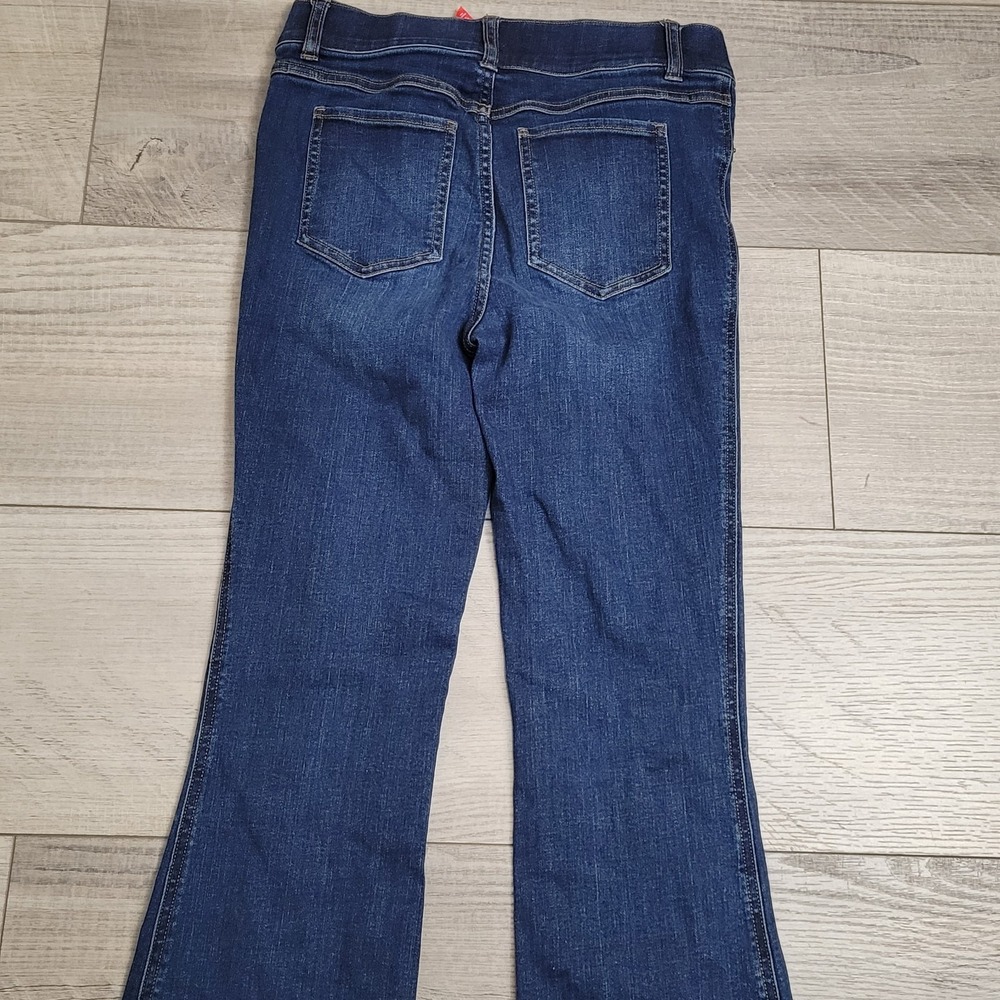 SPANX Jeans Women's S 28x33 Indigo Bootcut Pull‑On Stretch Mid Rise Denim Boho - Picture 14 of 16